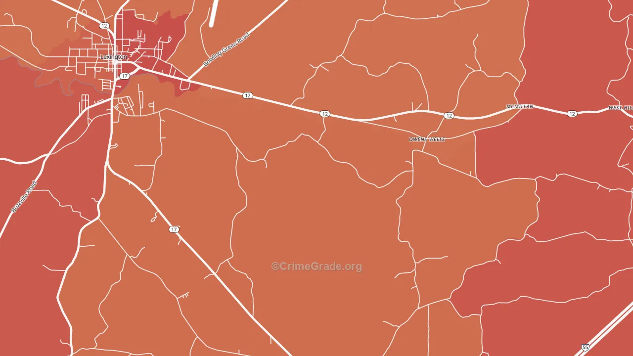 Owens Wells, MS Map of Murder Rates