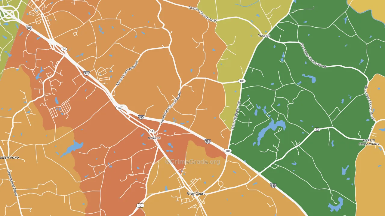 Owings, SC Map of Murder Rates