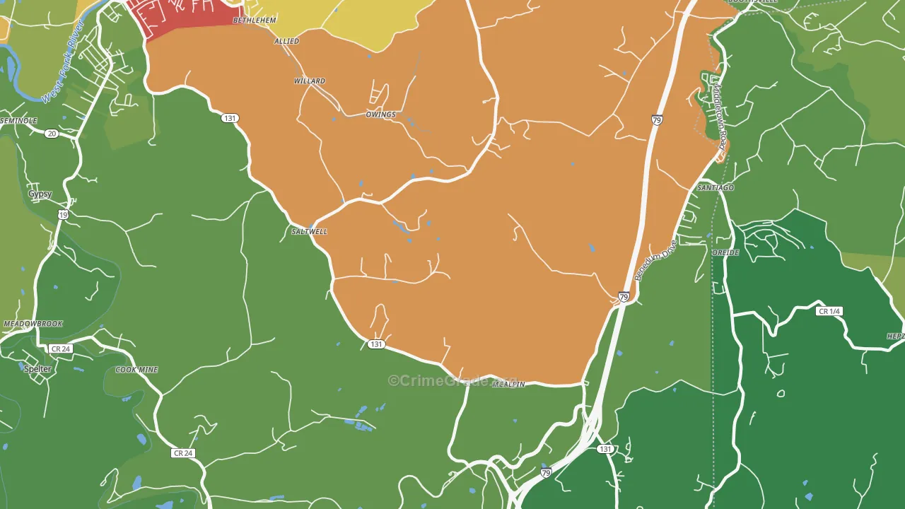 Owings, WV Map of Murder Rates