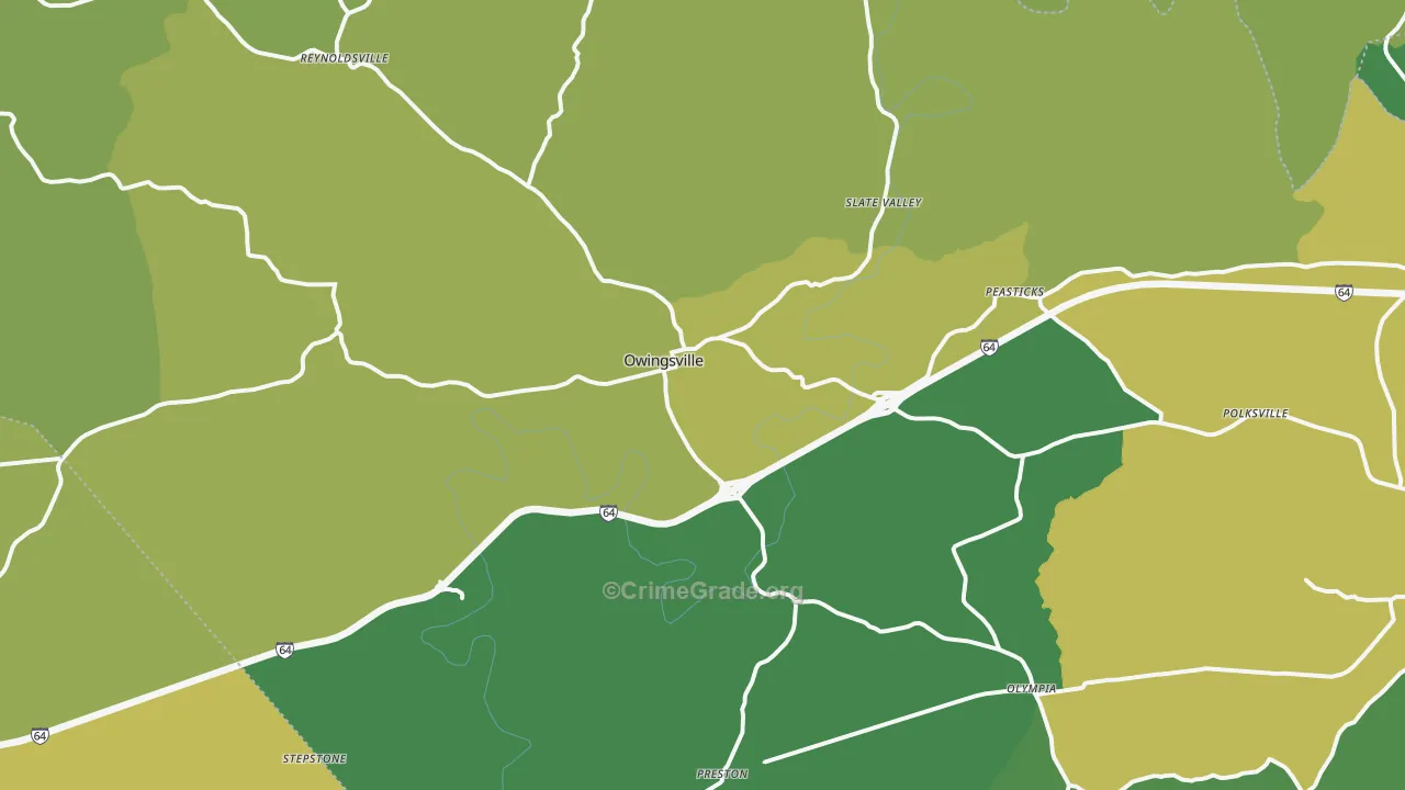 Owingsville, KY Map of Murder Rates