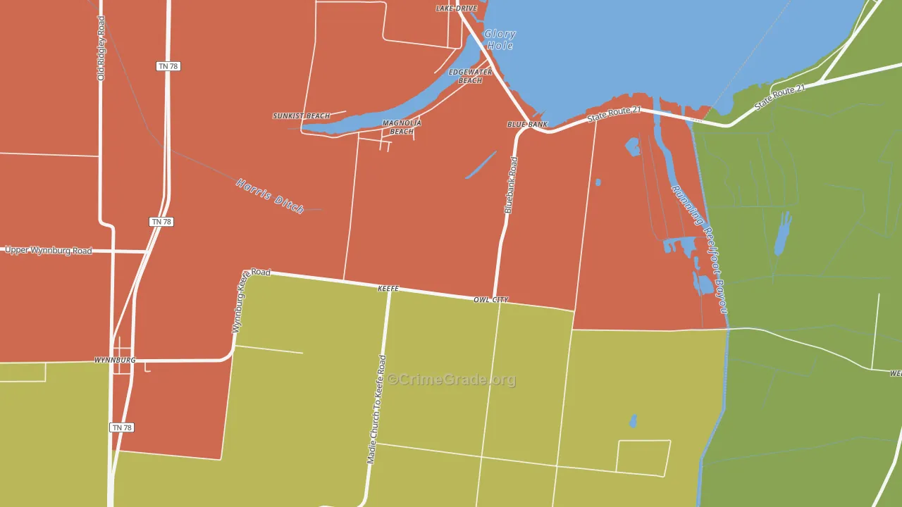 Owl City, TN Map of Murder Rates