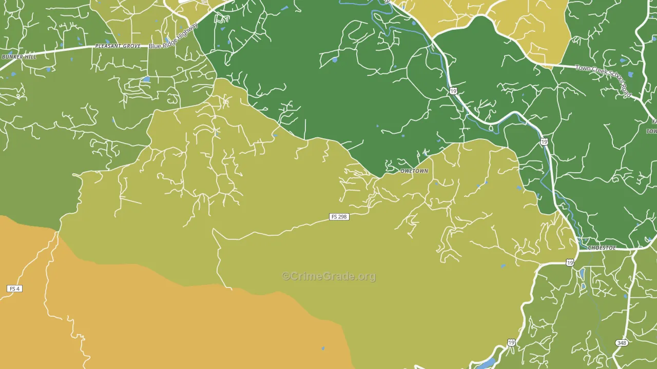 Owltown, GA Map of Murder Rates