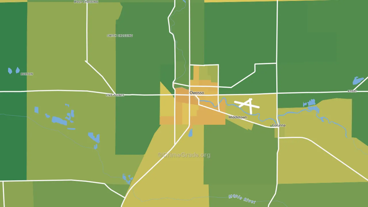 Owosso, MI Map of Murder Rates