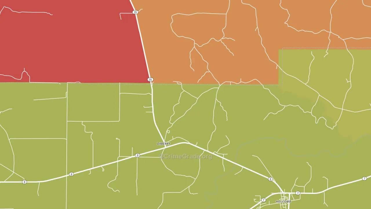 Oxberry, MS Map of Murder Rates
