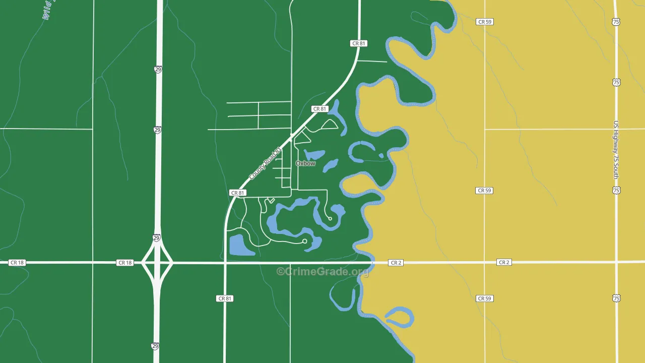 Oxbow, ND Map of Murder Rates