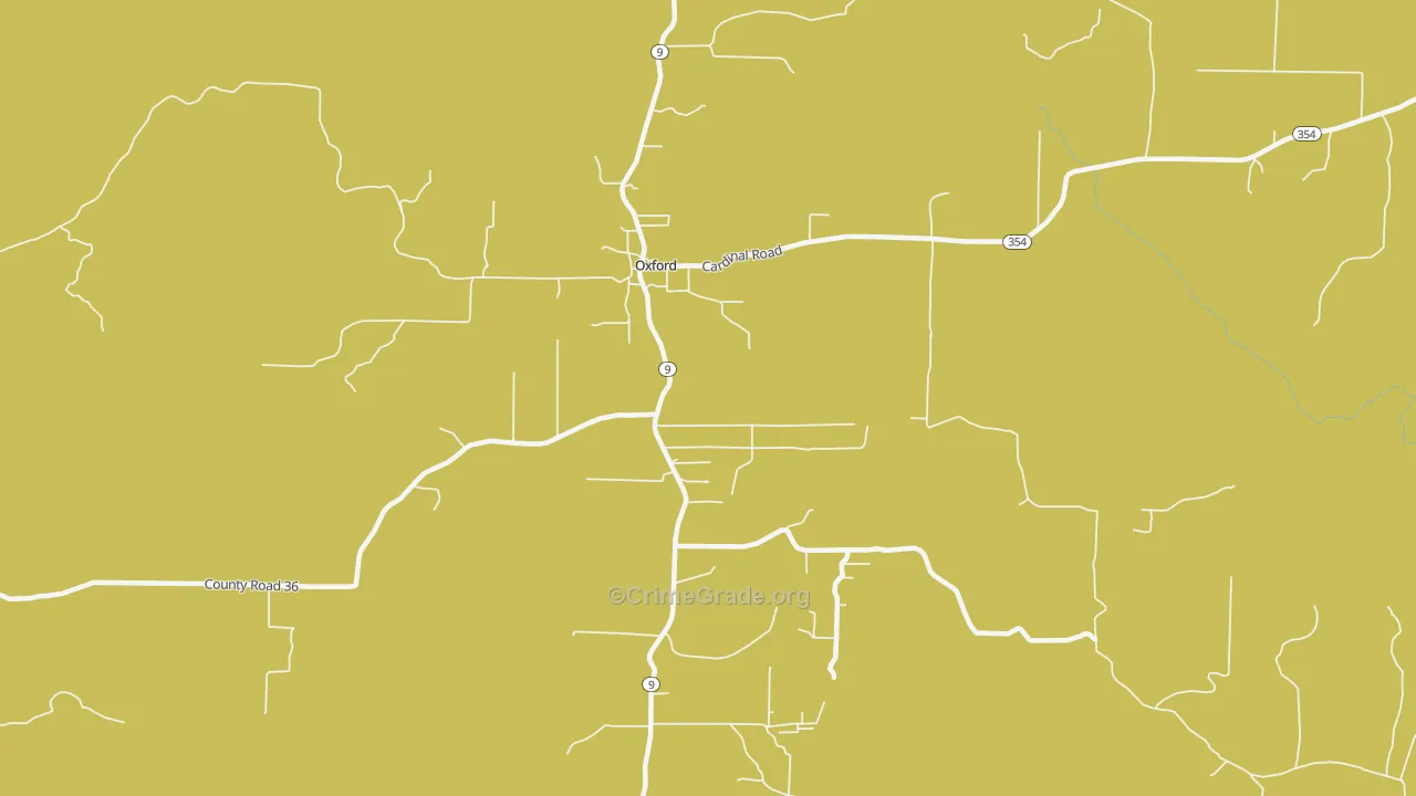 Oxford, AR Map of Murder Rates