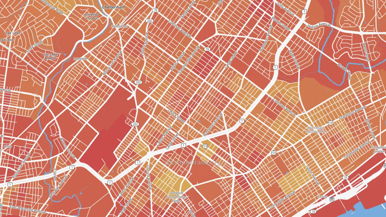 Oxford Circle, Philadelphia, PA Map of Murder Rates