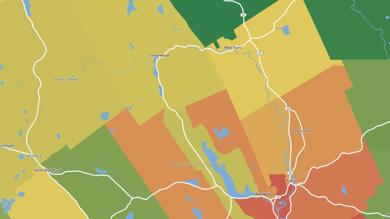 Oxford County, ME Map of Murder Rates