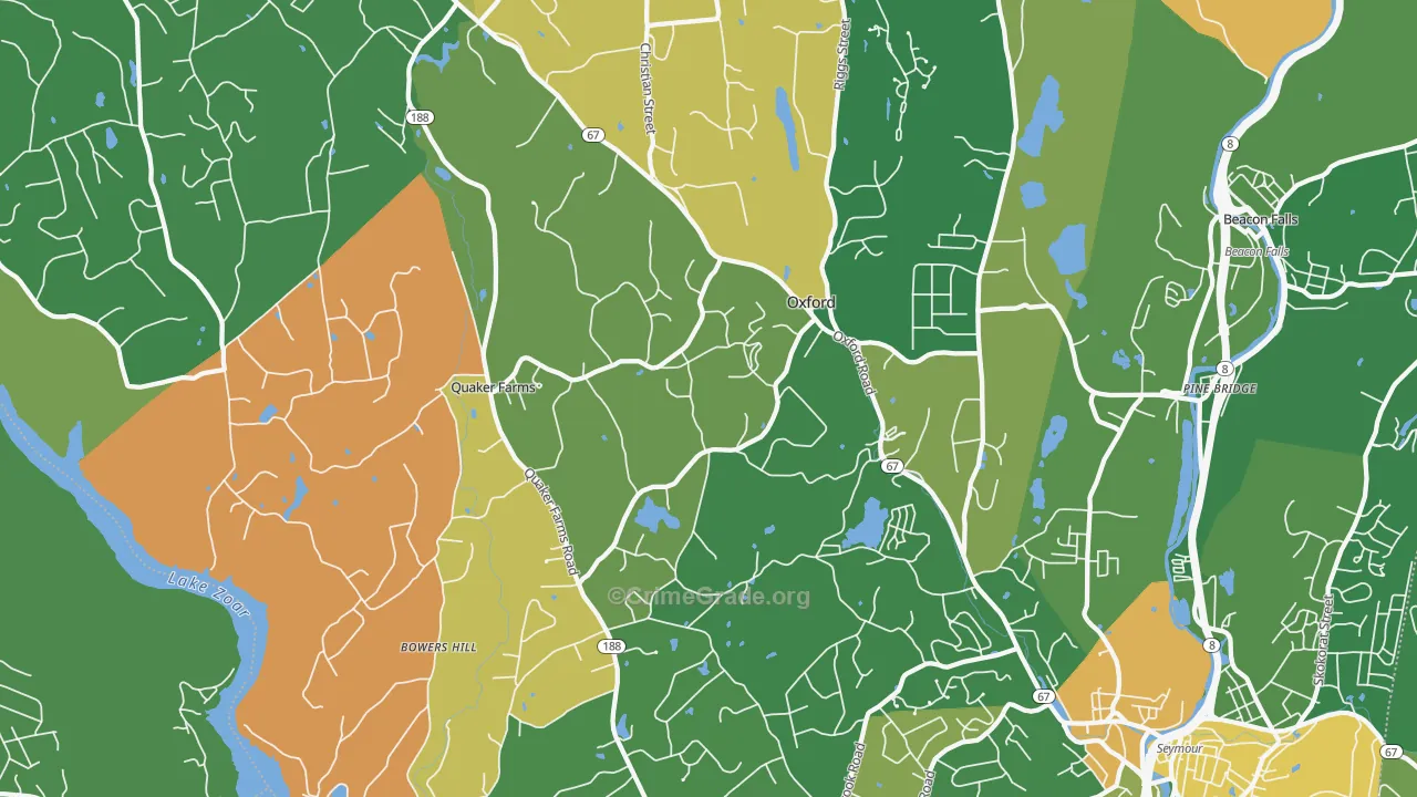 Oxford, CT Map of Murder Rates