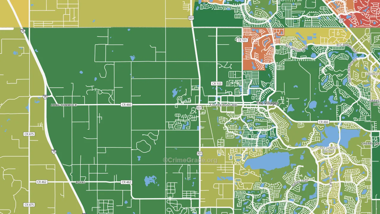 Oxford, FL Map of Murder Rates