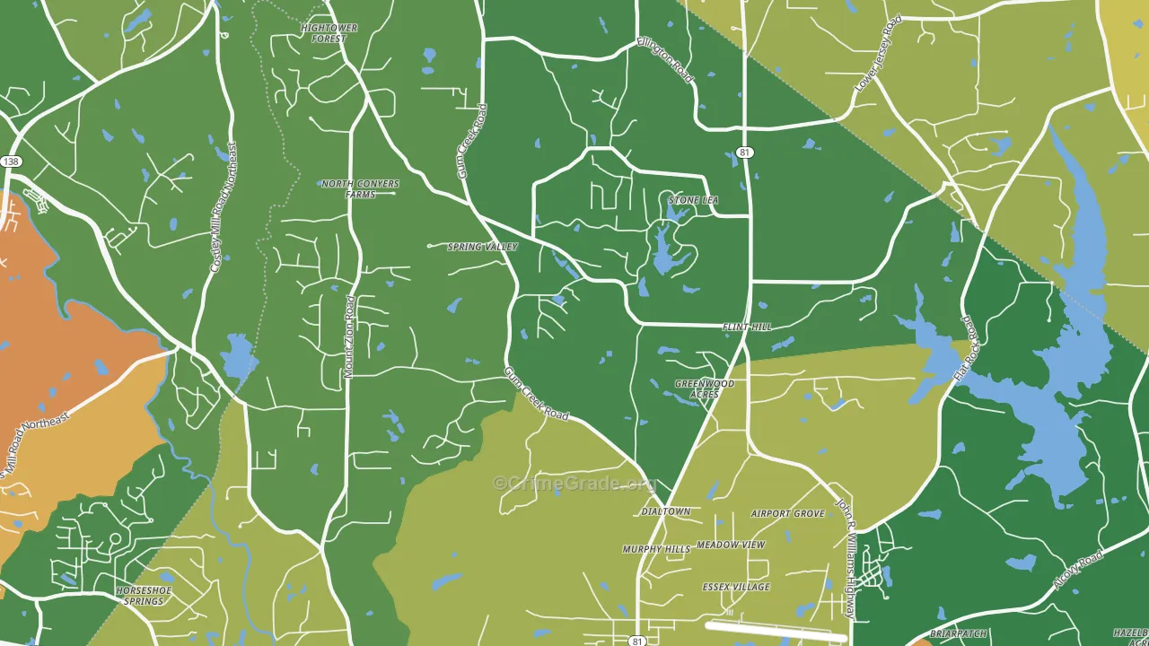 Oxford, GA Map of Murder Rates