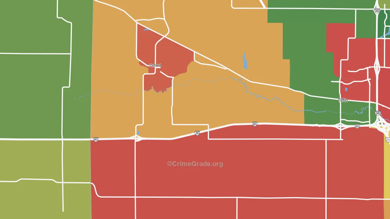 Oxford, IA Map of Murder Rates