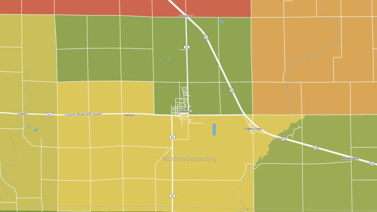 Oxford, IN Map of Murder Rates