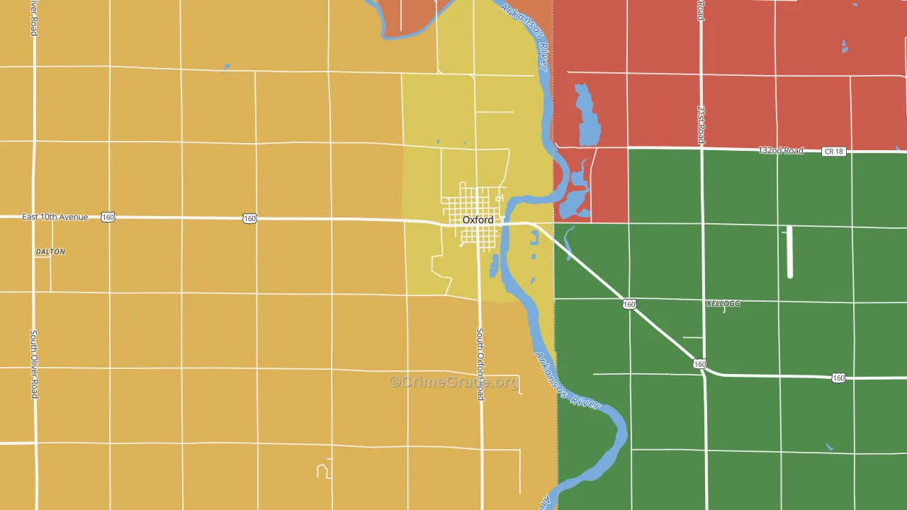Oxford, KS Map of Murder Rates