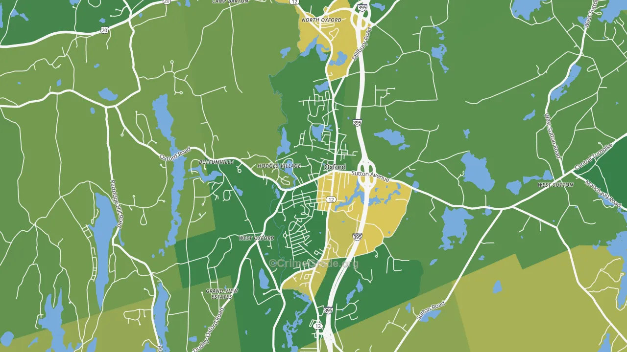 Oxford, MA Map of Murder Rates
