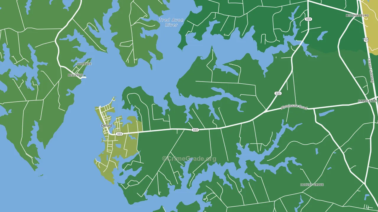 Oxford, MD Map of Murder Rates
