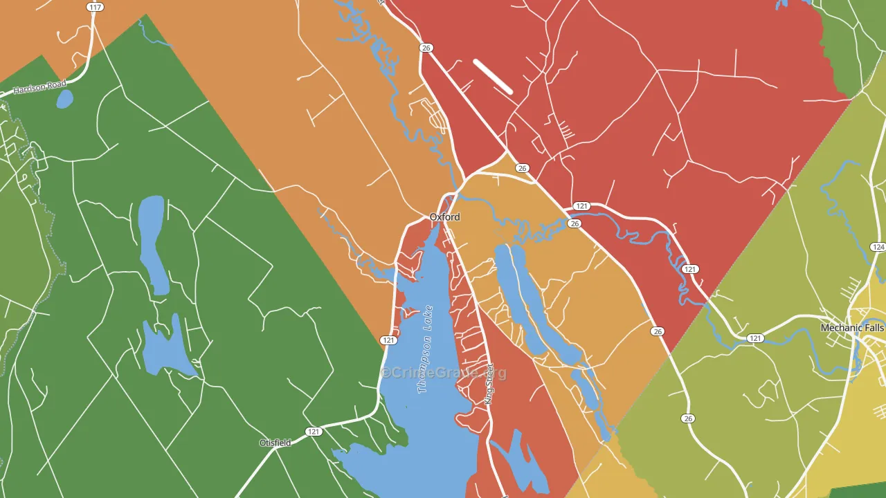 Oxford, ME Map of Murder Rates