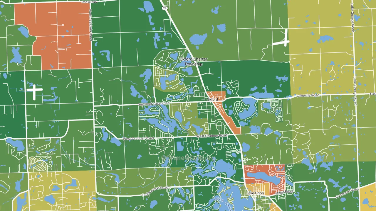 Oxford, MI Map of Murder Rates
