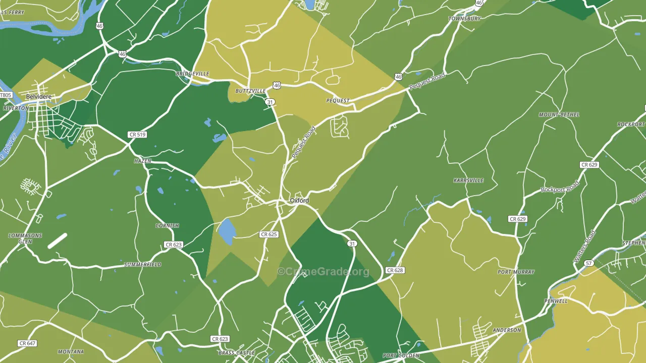 Oxford, NJ Map of Murder Rates