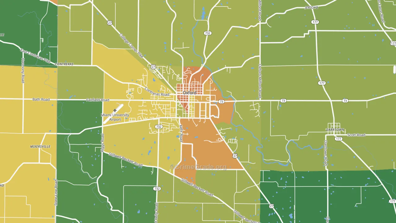 Oxford, OH Map of Murder Rates