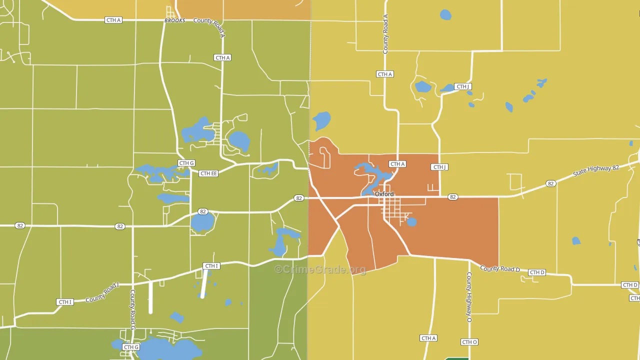 Oxford, WI Map of Murder Rates