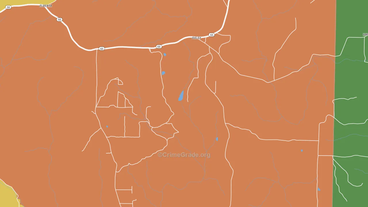Oxley, AR Map of Murder Rates