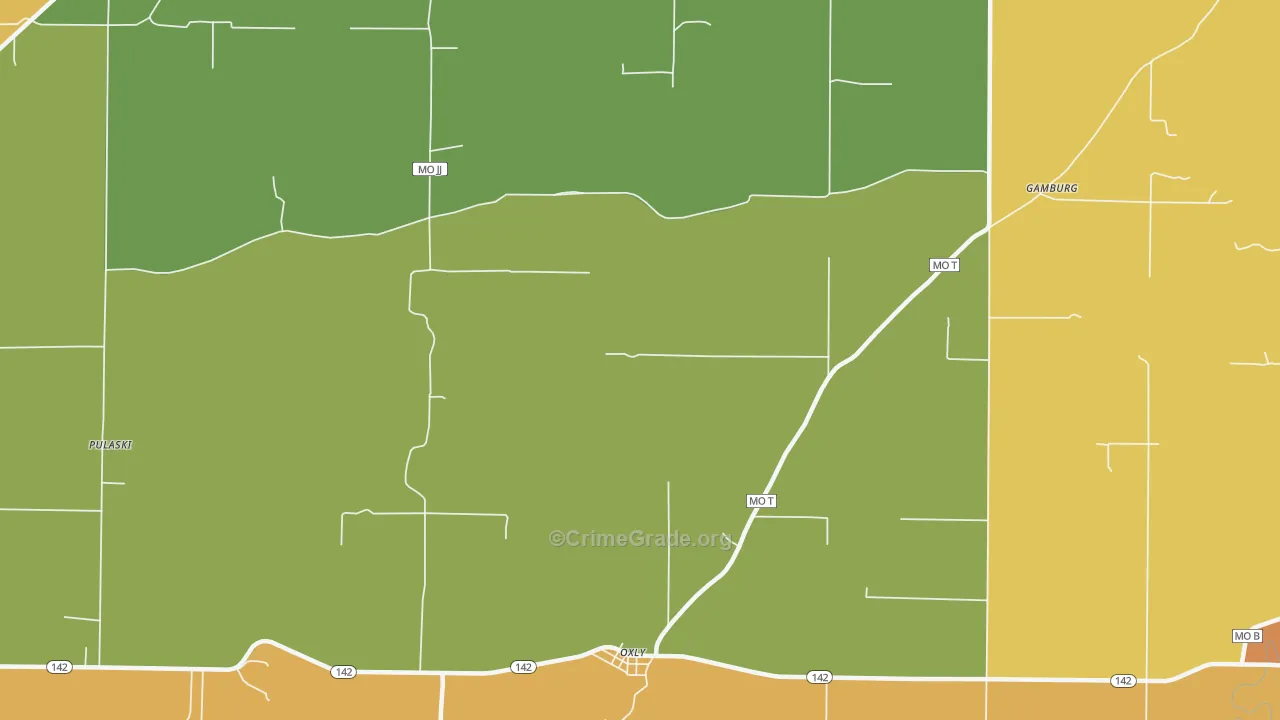 Oxly, MO Map of Murder Rates