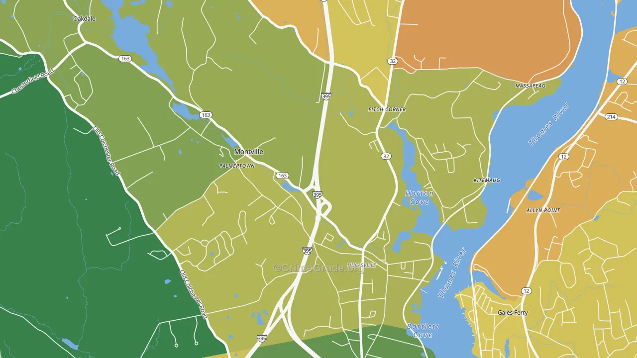 Oxoboxo River, CT Map of Murder Rates