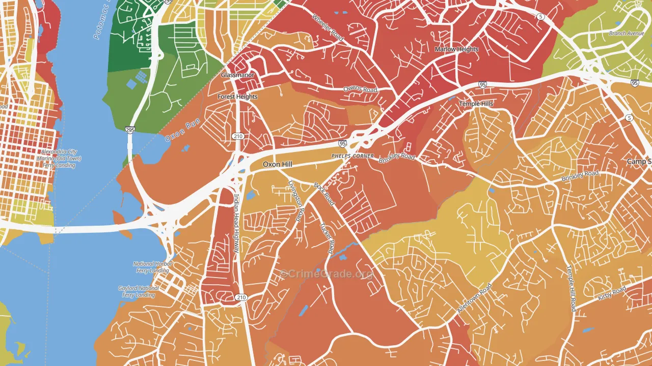 Oxon Hill-Glassmanor, Oxon Hill, MD Map of Murder Rates