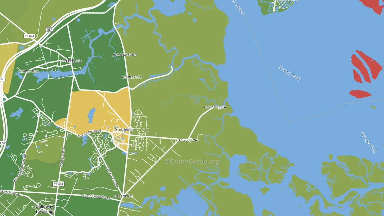 Oyster Creek, NJ Map of Murder Rates