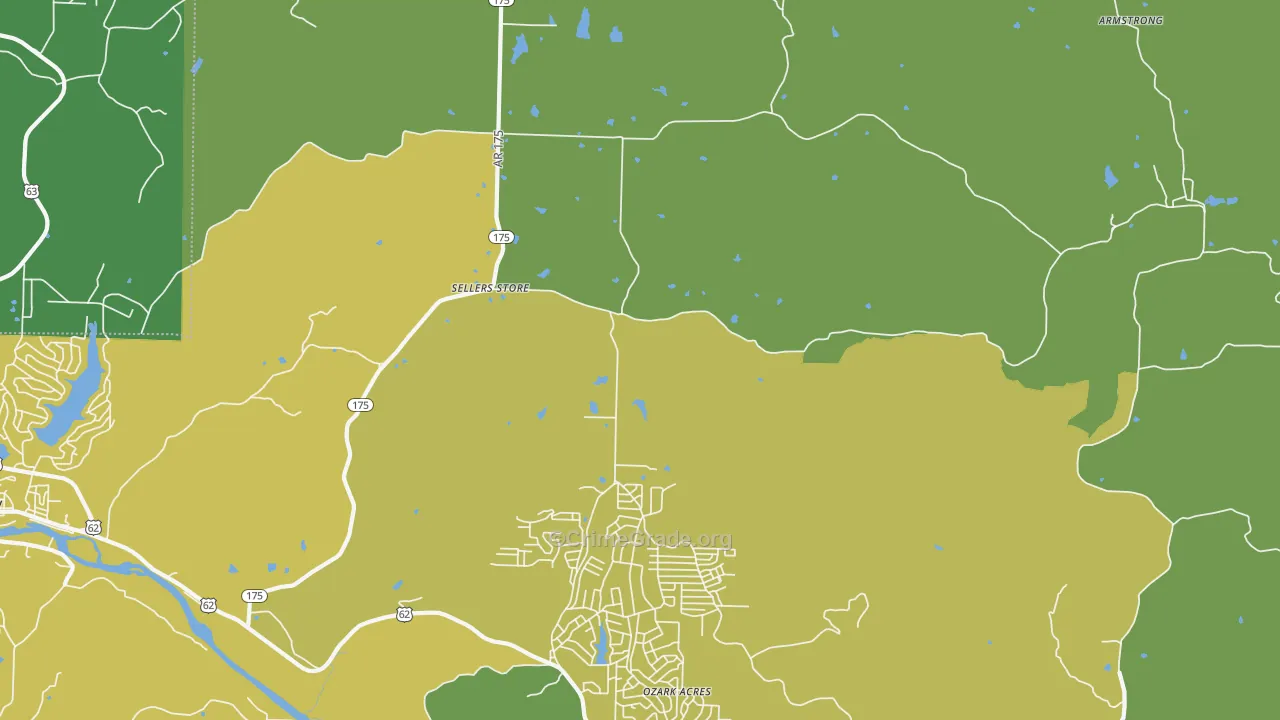 Ozark Acres, AR Map of Murder Rates