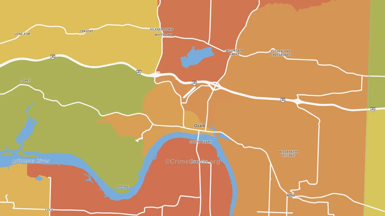 Ozark, AR Map of Murder Rates