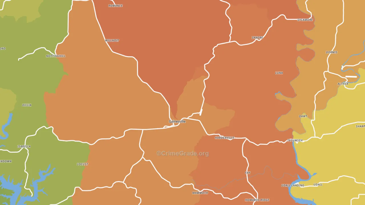 Ozark County, MO Map of Murder Rates