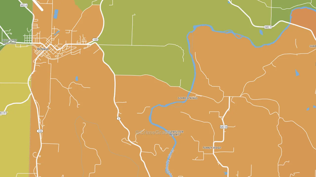 Ozark Springs, MO Map of Murder Rates