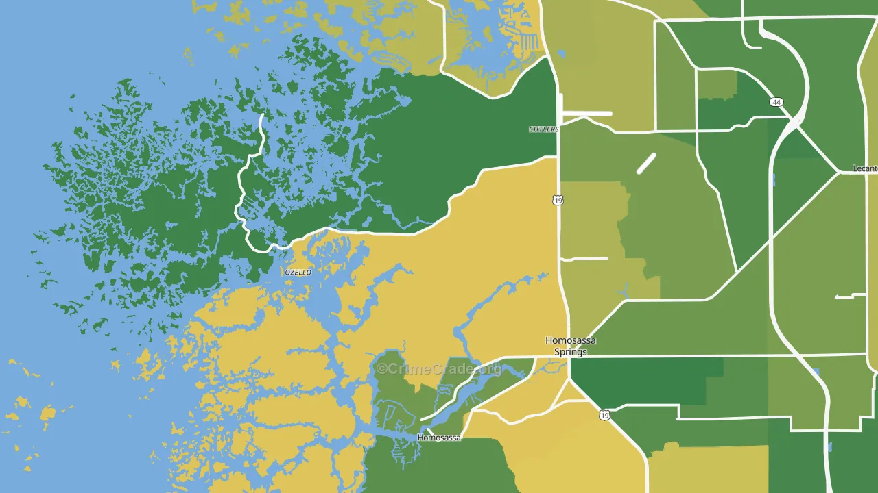 Ozello, FL Map of Murder Rates