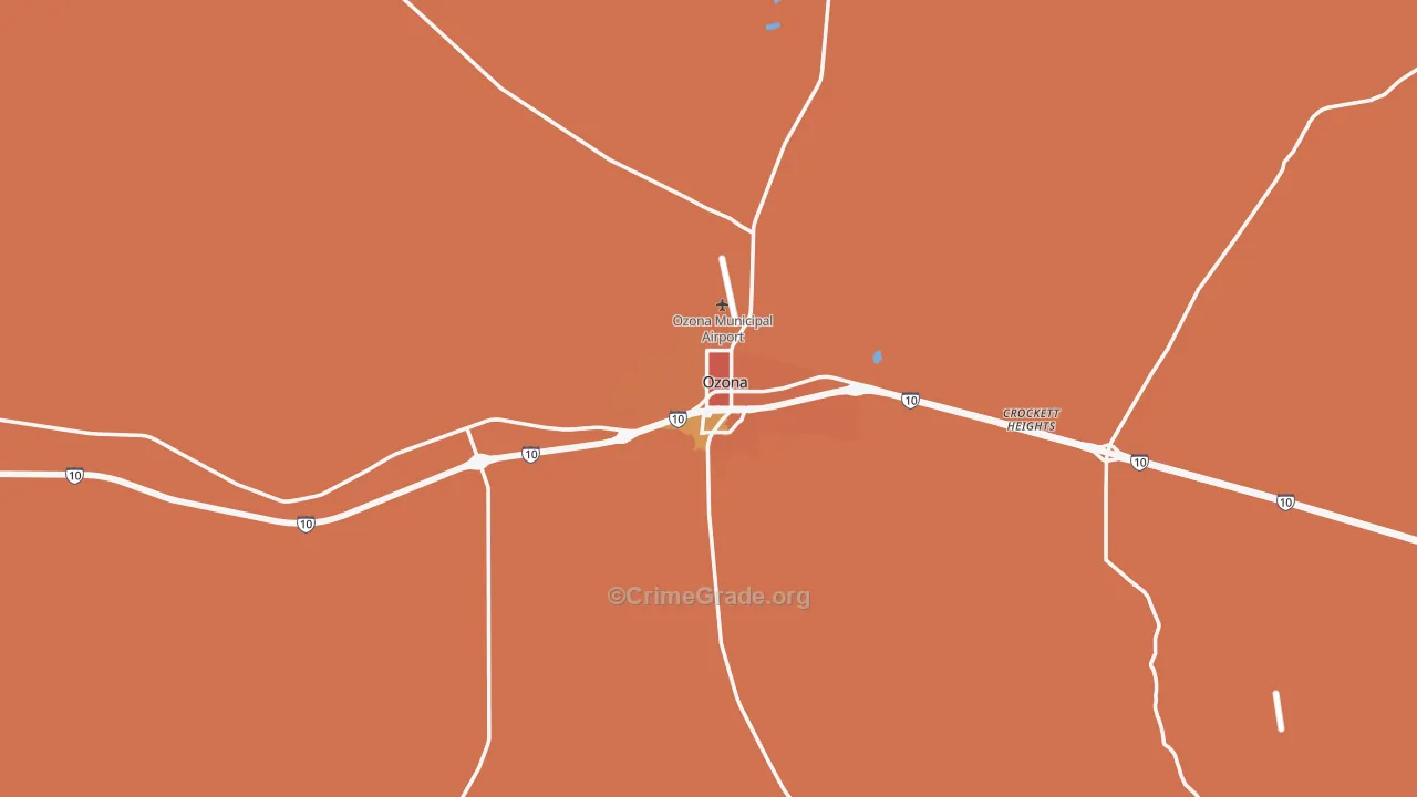 Ozona, TX Map of Murder Rates