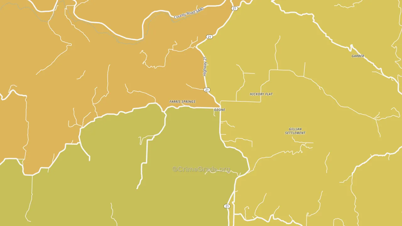 Ozone, AR Map of Murder Rates