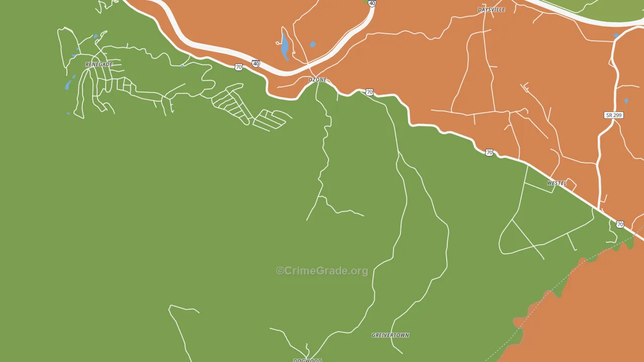 Ozone, TN Map of Murder Rates