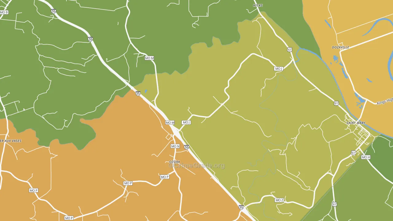 Ozora, MO Map of Murder Rates