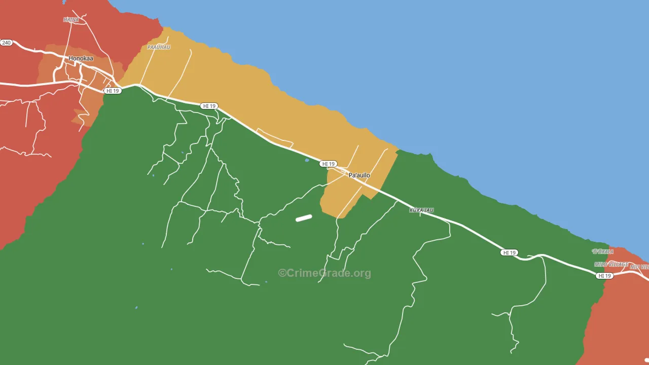 Paauilo, HI Map of Murder Rates