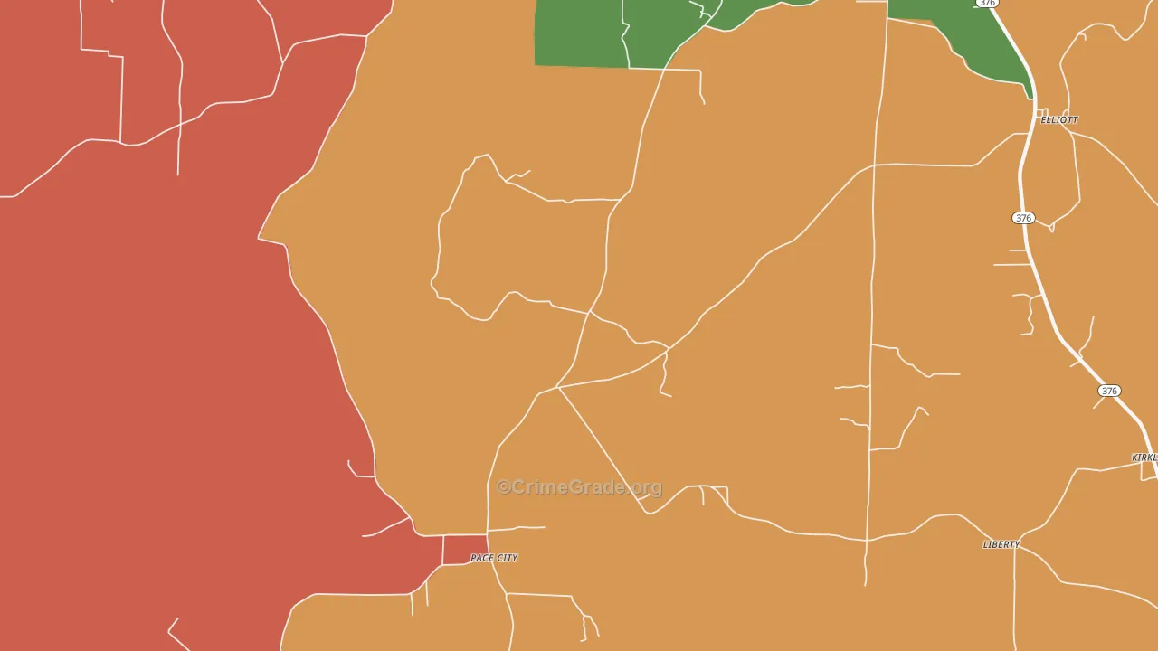 Pace City, AR Map of Murder Rates