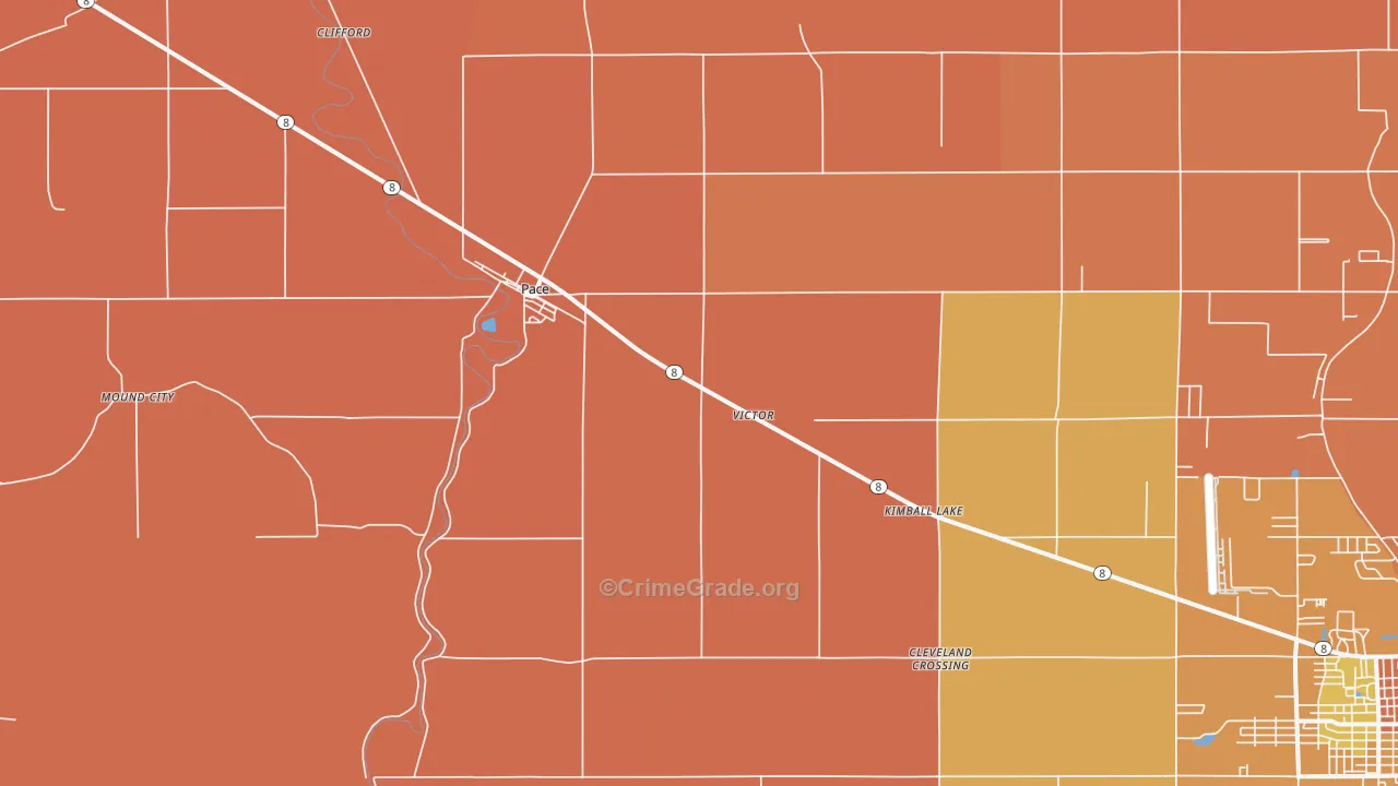 Pace, MS Map of Murder Rates
