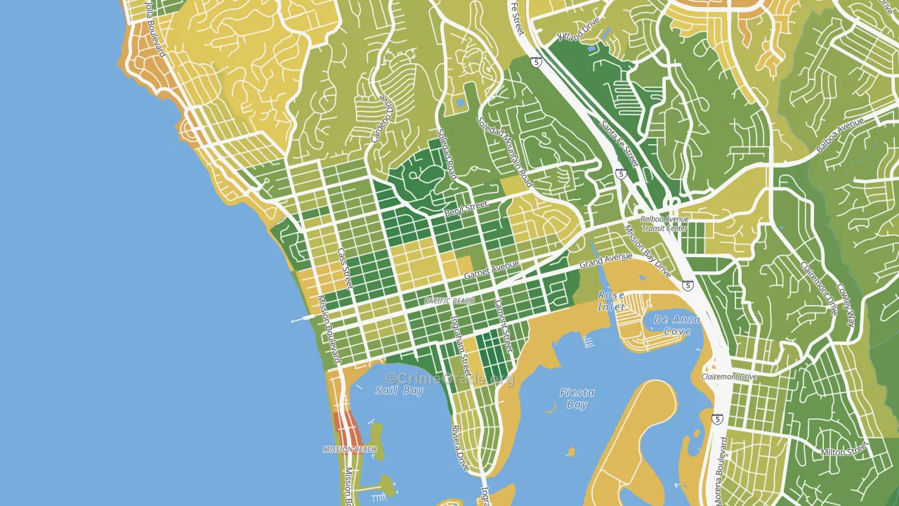Pacific Beach, San Diego, CA Map of Murder Rates