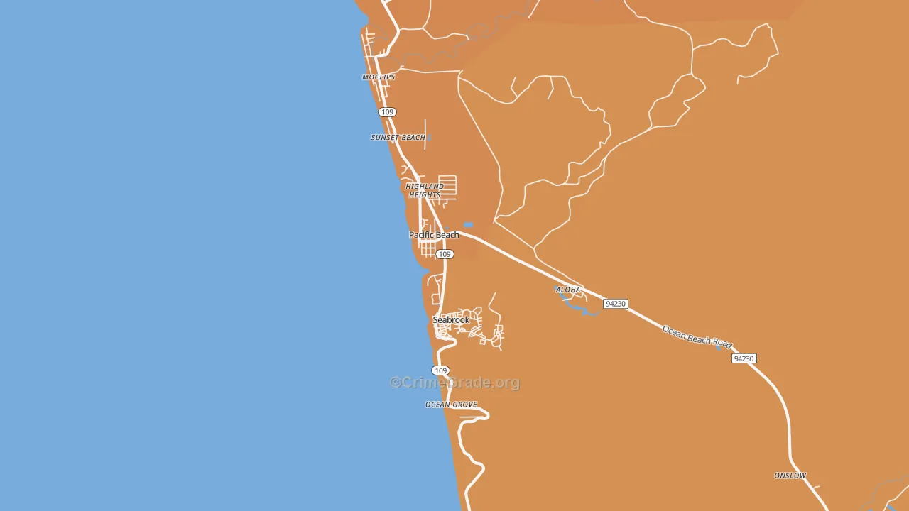 Pacific Beach, WA Map of Murder Rates