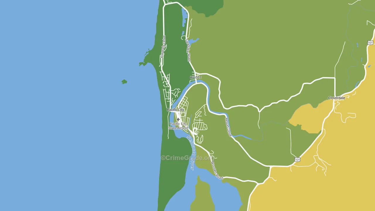 Pacific City, OR Map of Murder Rates