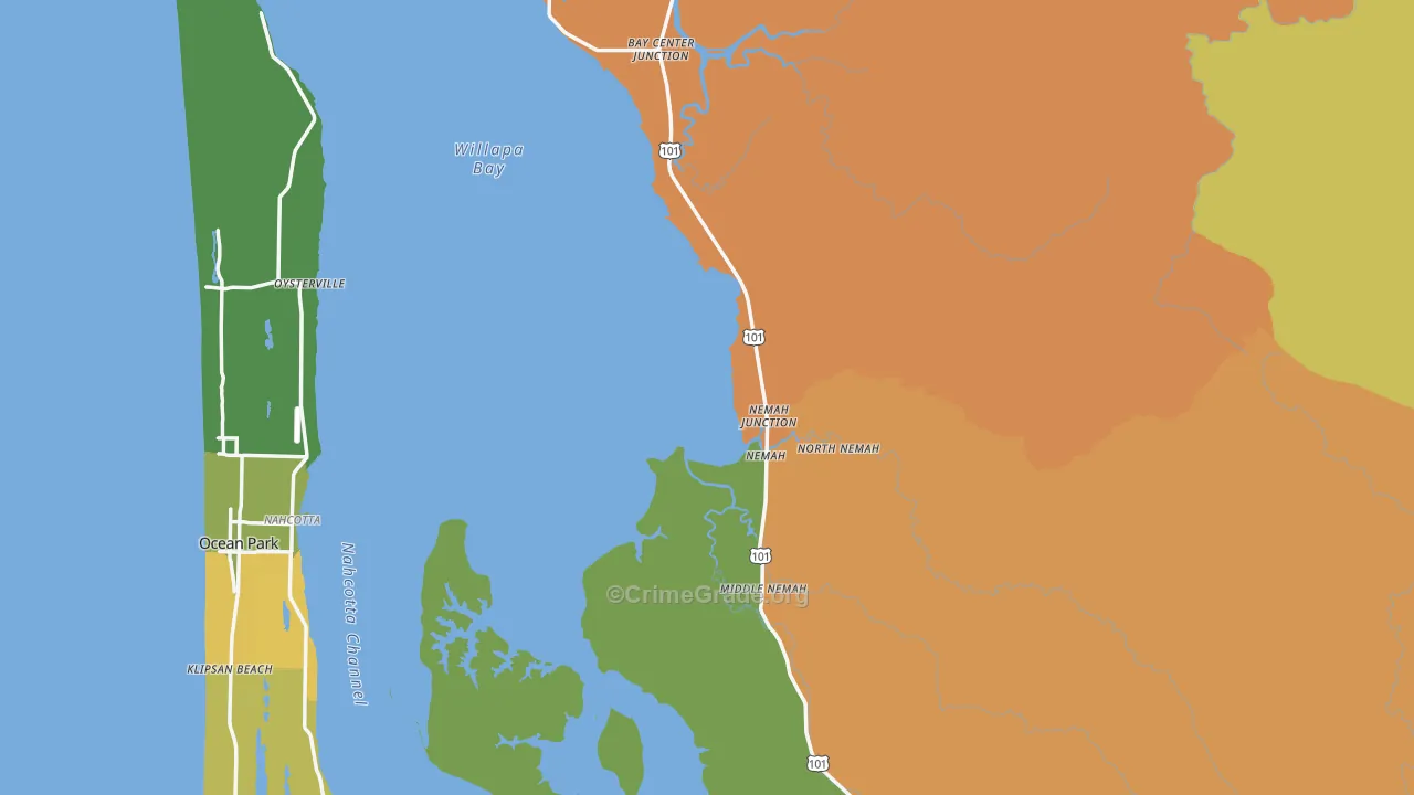 Pacific County, WA Map of Murder Rates