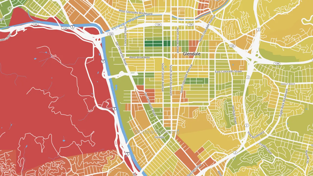 Pacific Edison, Glendale, CA Map of Murder Rates
