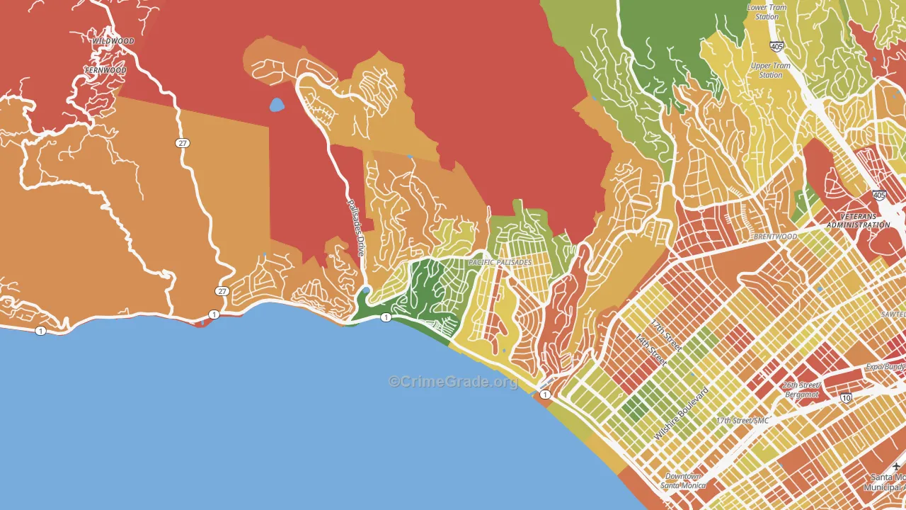 Pacific Palisades, CA Map of Murder Rates