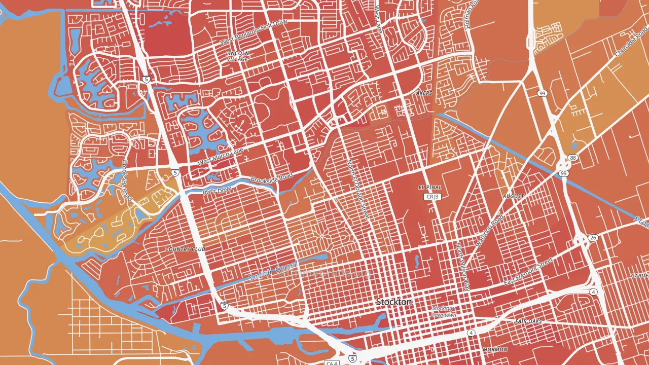 Pacific, Stockton, CA Map of Murder Rates
