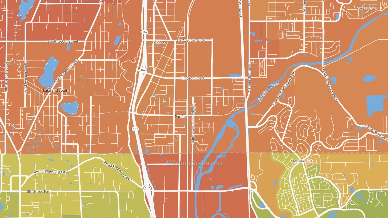 Pacific, WA Map of Murder Rates
